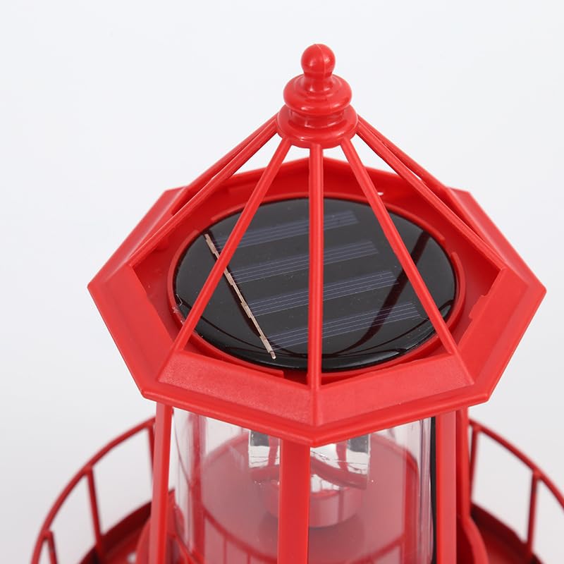 Red Rotating Solar Lighthouse Light, IP65 Waterproof L9346