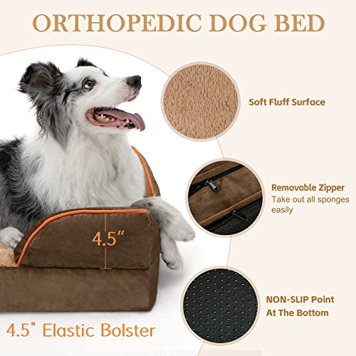Jumbo Waterproof Orthopedic Memory Foam Dog Bed with Bolster and Removable Cover M131