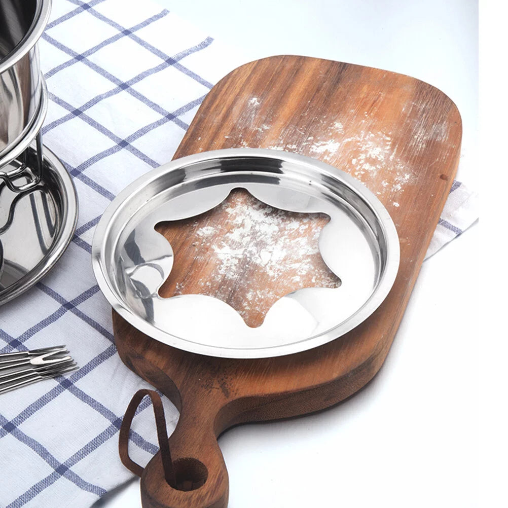 10-Piece Set Stainless Steel Chocolate Melting Pot Cheese Fondue Set G352906