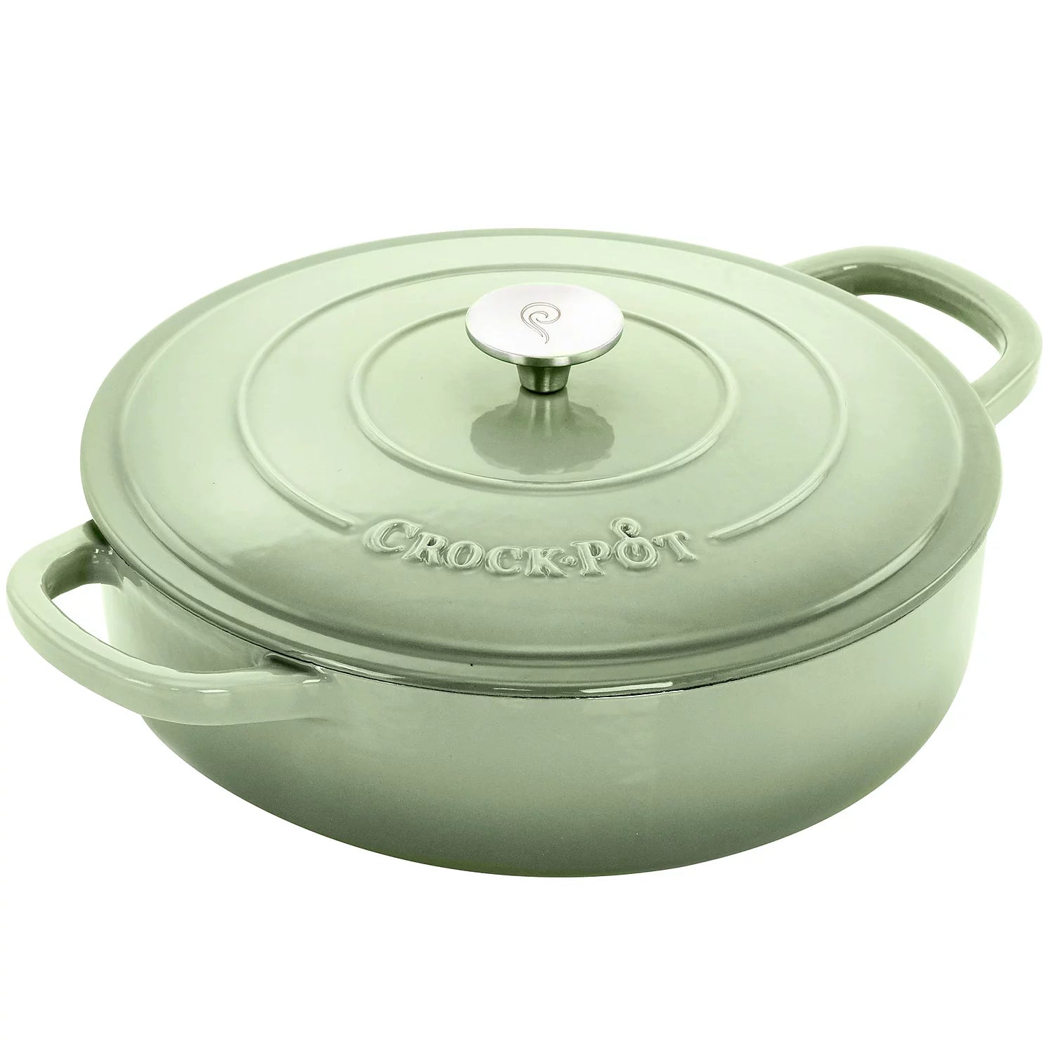 5 Quart Enameled Cast Iron Braiser Pan with Lid in Pistachio Green I294