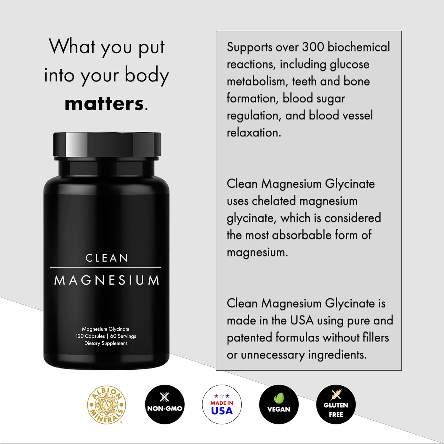 Magnesium Glycinate 400mg Chelated Magnesium Glycinate 120 Capsules 60 Servings K748