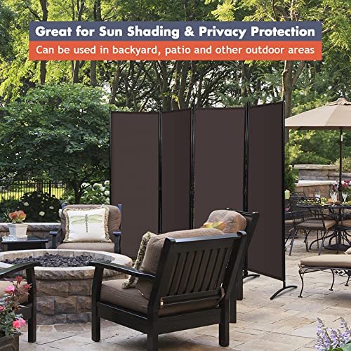 White 4-Panel Folding Room Divider with Iron Frame Y261386