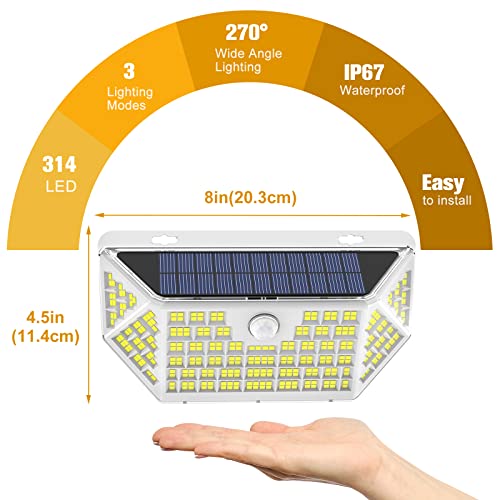 White Solar Outdoor Lights Motion Sensor IP67 Waterproof with 3 Lighting Modes P4728