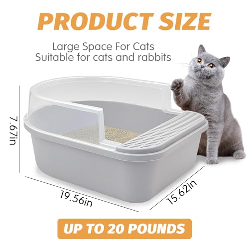 Large Sifting Cat Litter Box with High Sides and Scoop (Grey) U331165