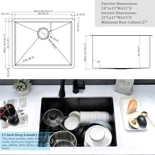 Stainless Steel Undermount Laundry Sink 23x18x13 16 Gauge Single Bowl B3910
