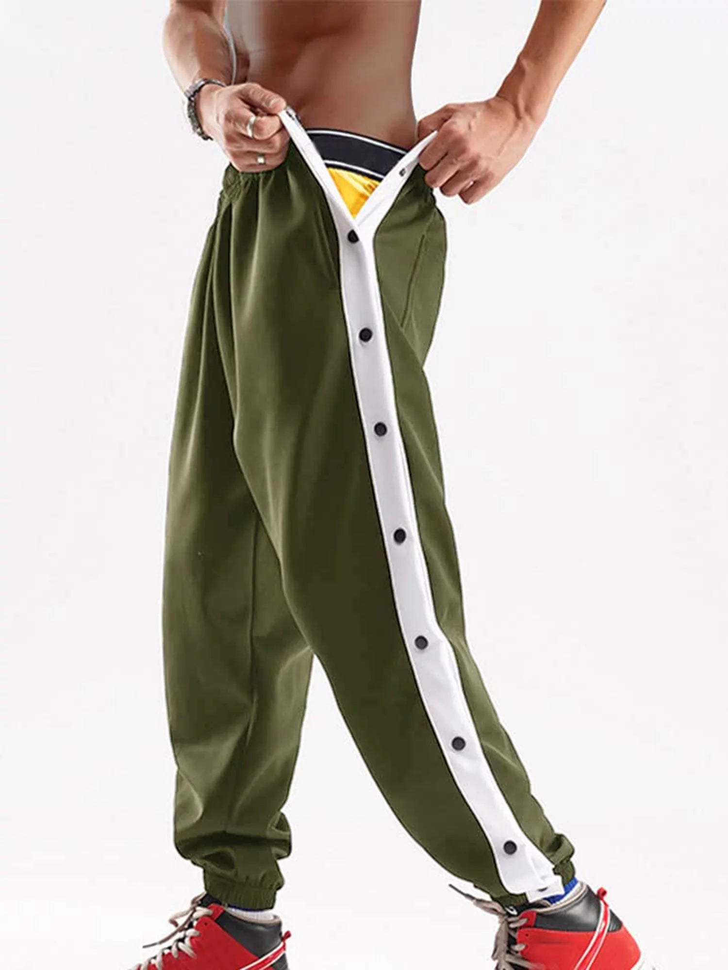 Men Tear Away Pants Quick Dry Loose Fit Basketball Pants Z747
