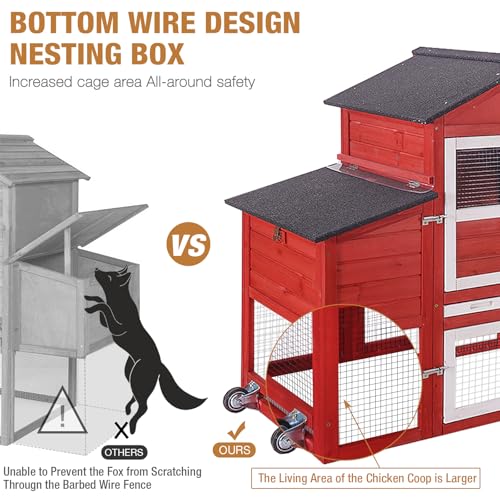 Grey Chicken Coop with Wheels and UV-Resistant Roof L45193