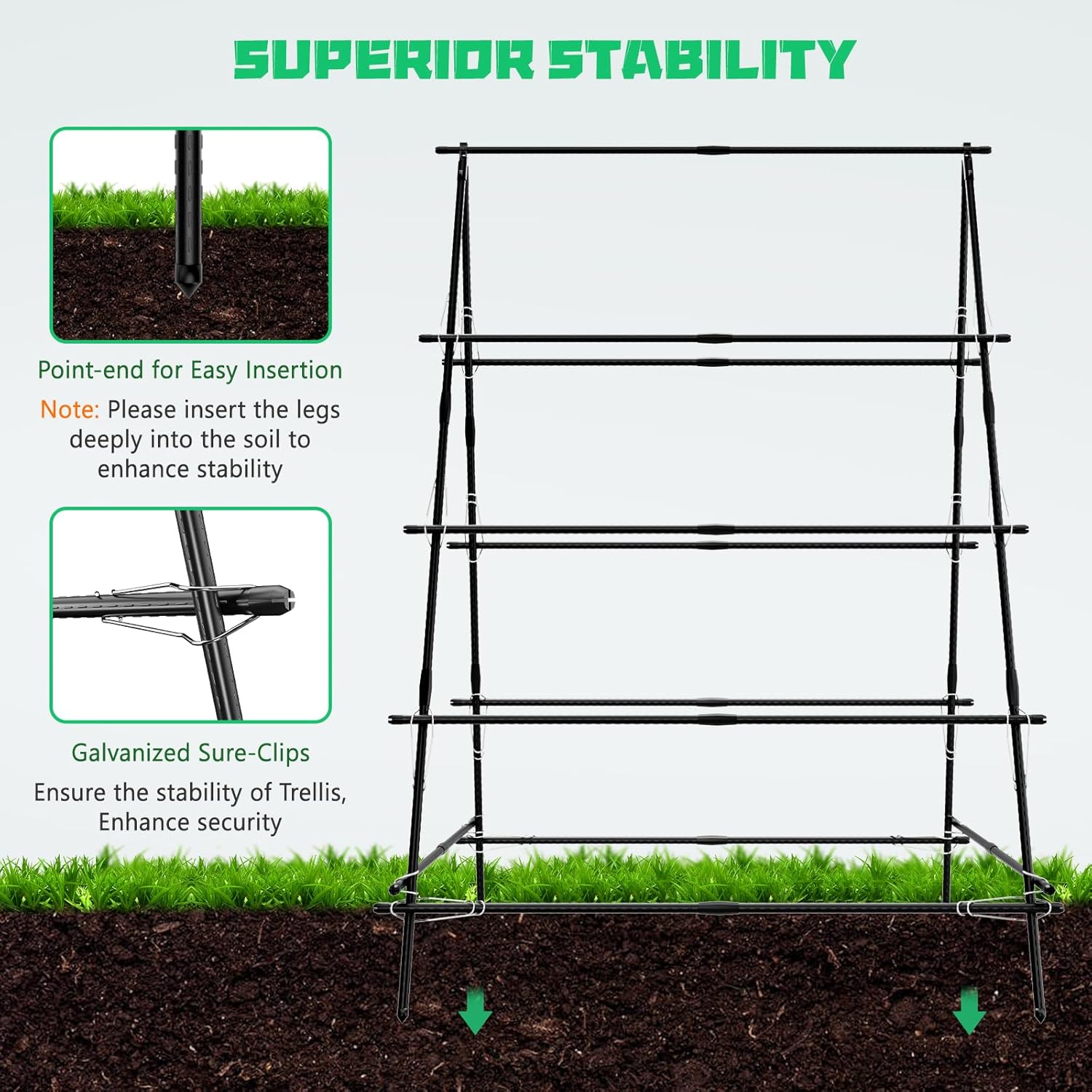 A-Frame Garden Trellis with Plant Support Clips M2253