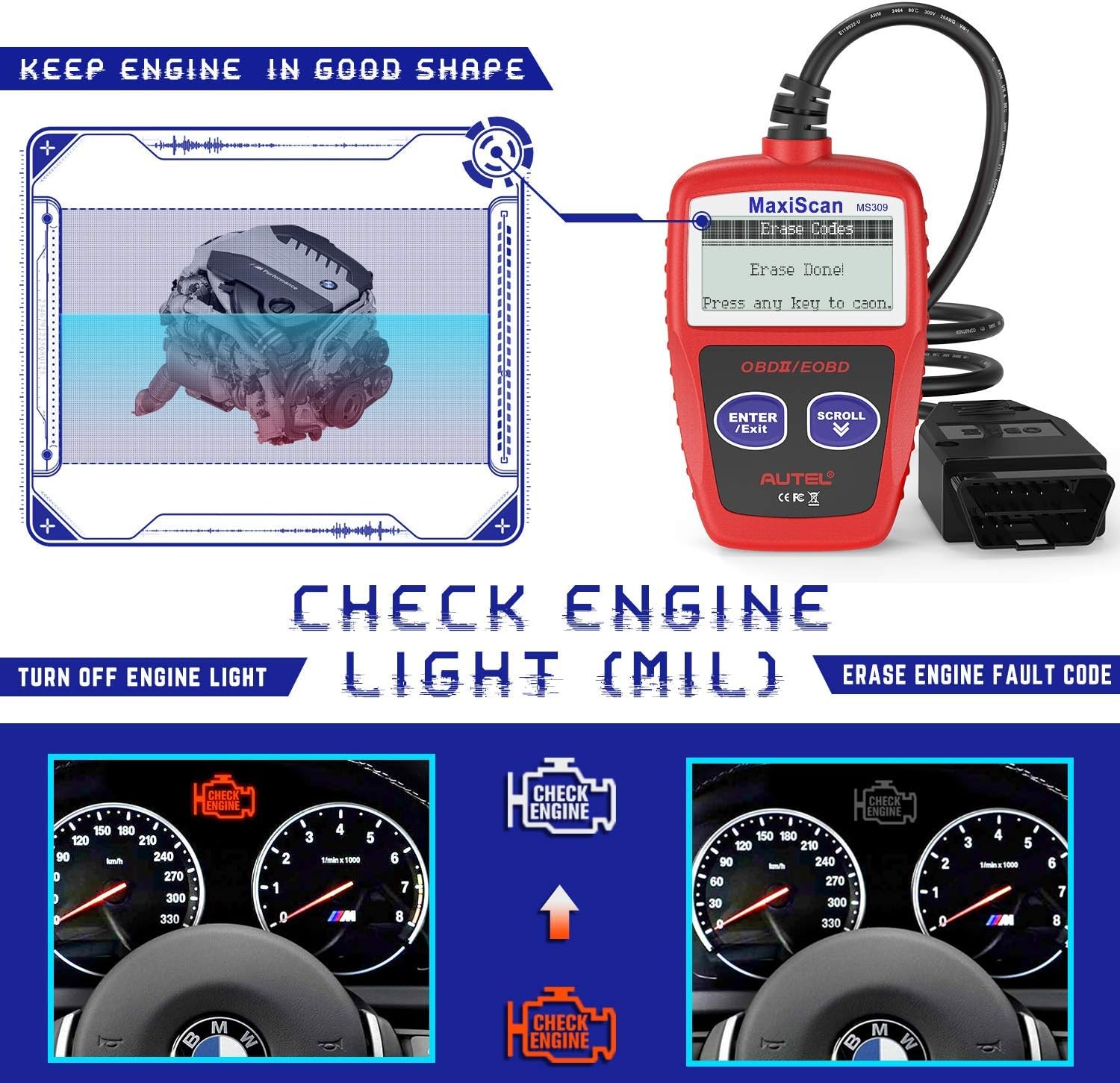 OBD2 Scanner Universal Car Engine Fault Code Reader N892138