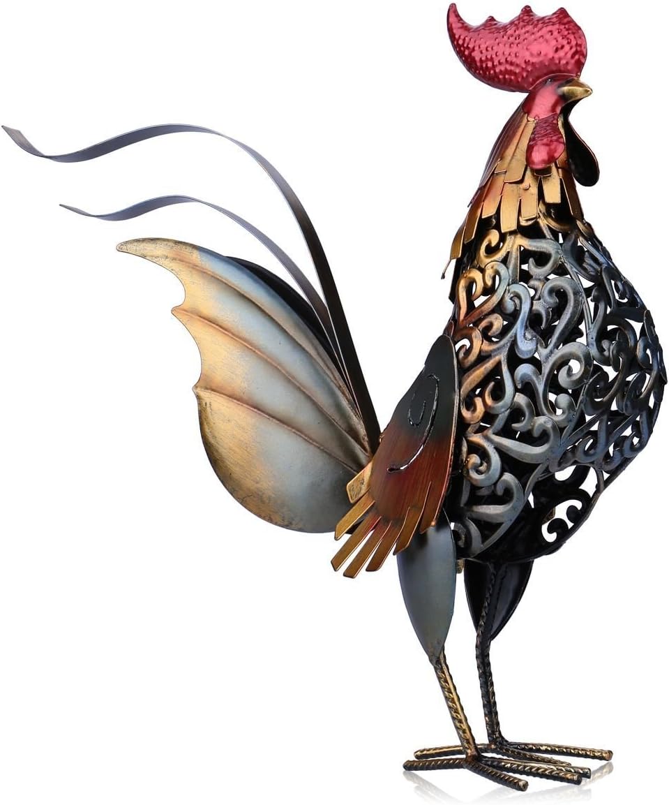 Metal Sculpture Carved Iron Rooster Q923