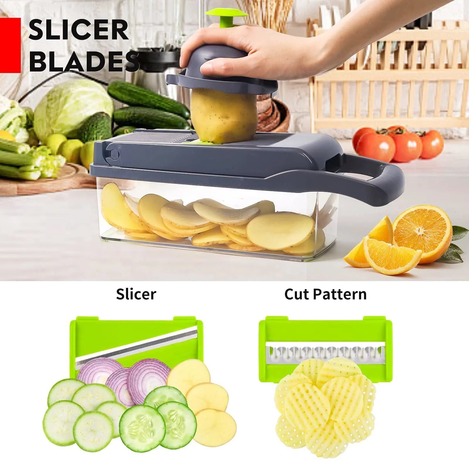 Vegetable Chopper Mandoline Slicer Food Dicer with Container J286