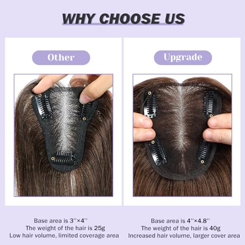 12 inch Medium Brown Mix Blonde Human Hair Topper T28125
