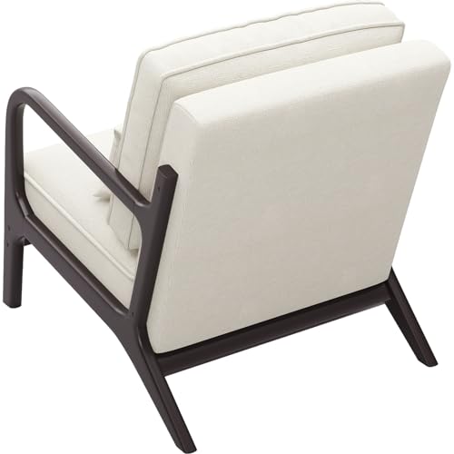 Light Grey Linen Upholstered Arm Chair with Cushion Solid Wood D675