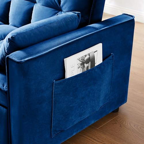 Velvet Convertible Sofa Bed with Adjustable Back H82868