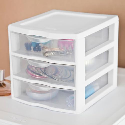 6-Pack White Plastic 3-Drawer Cart D3551