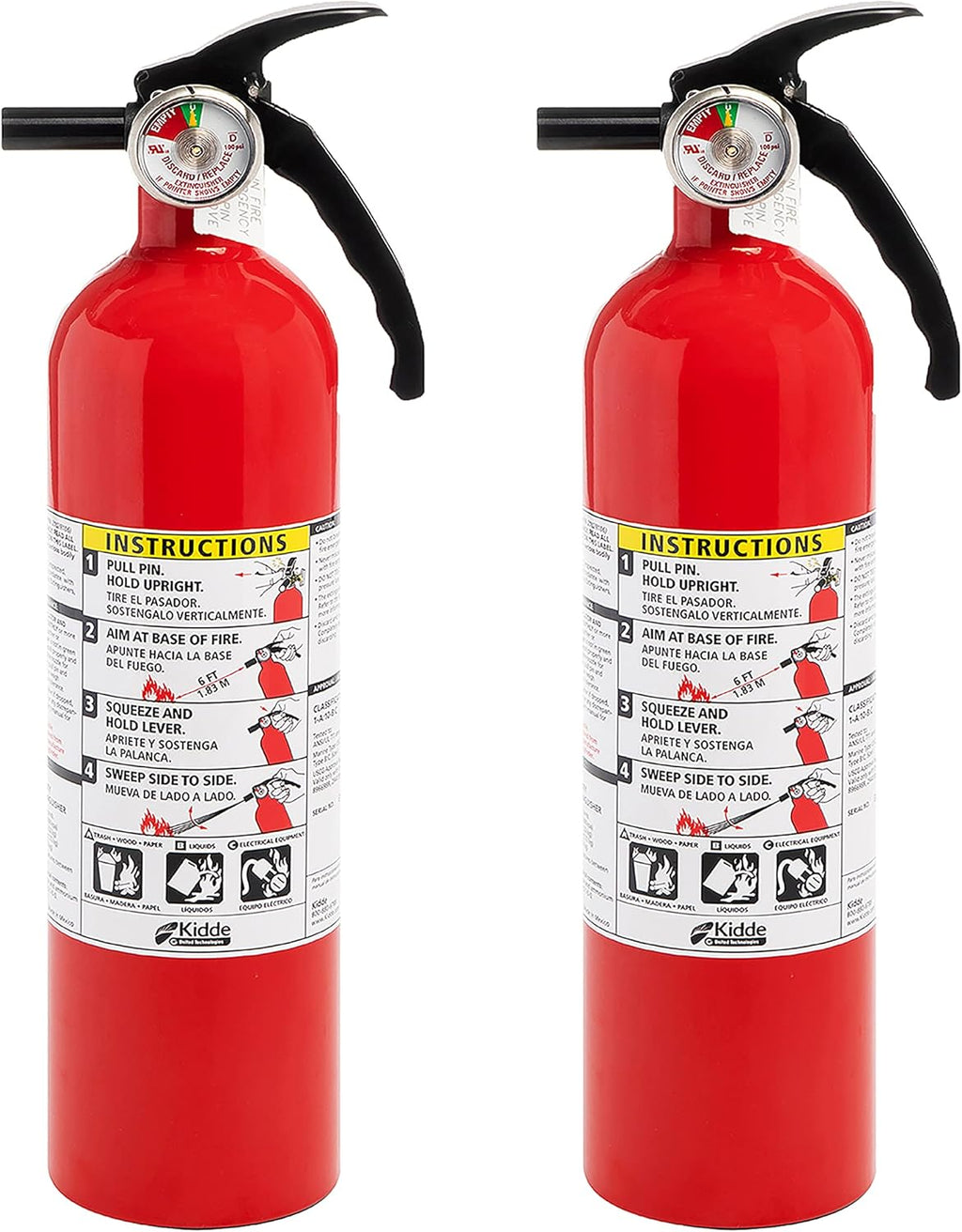 2-Pack Fire Extinguisher and Smoke Detector Bundle with 1-A:10-B:C Dry Chemical Extinguisher B40655