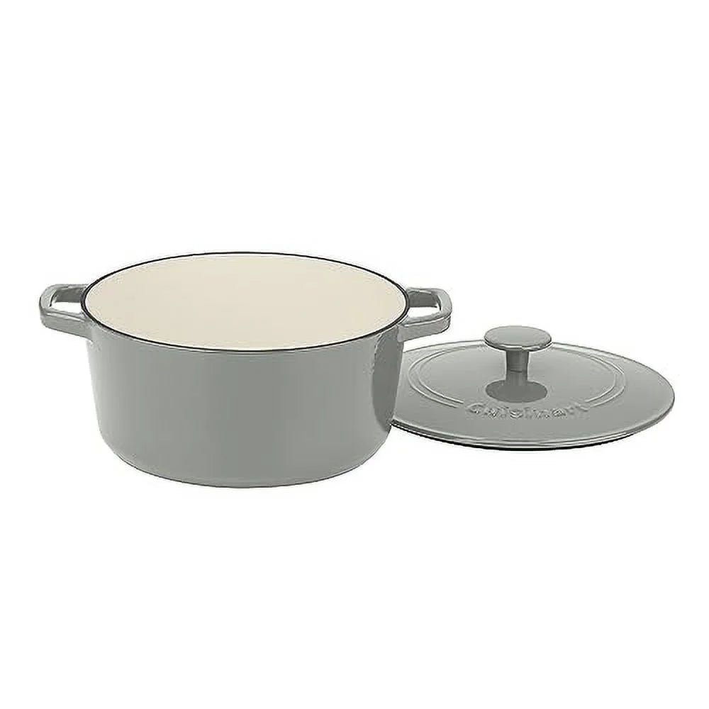 Gray/Sage Enameled Cast Iron 5-Quart Round Covered Casserole Z514