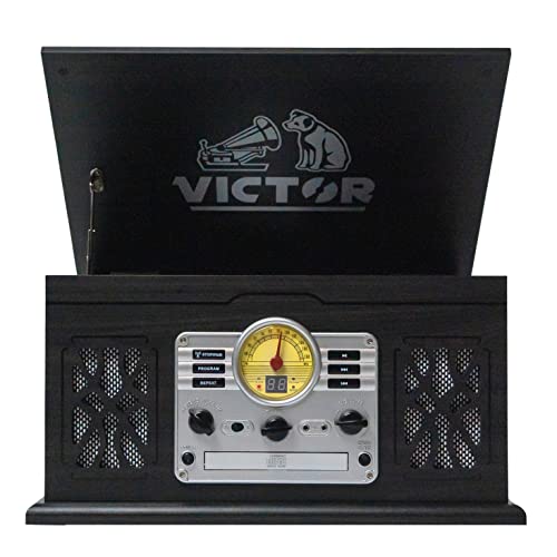 7-in-1 Turntable Music Center with 3-Speed Record Player, Graphite K904
