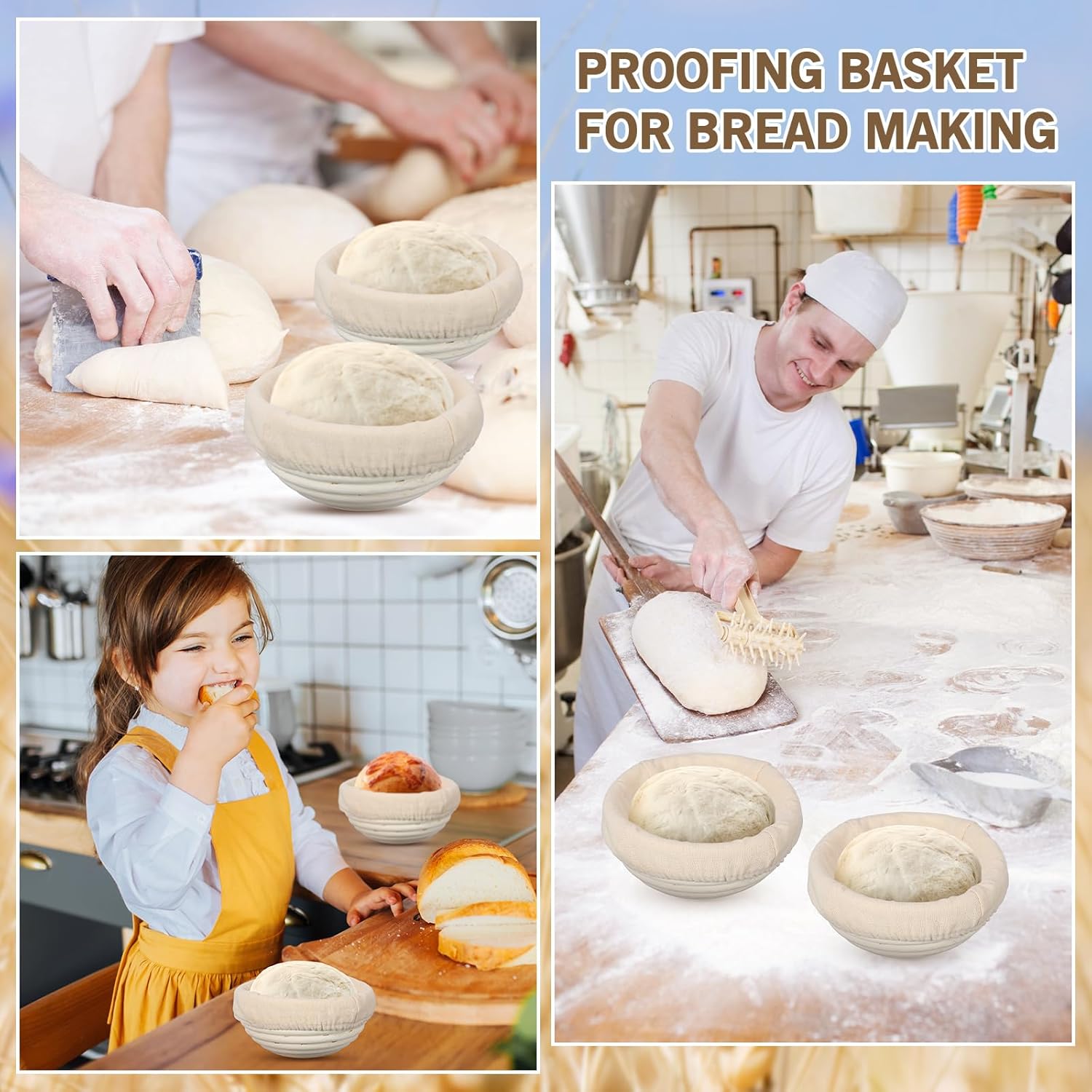 20 Pcs Bread Proofing Basket Set with Linen Liner E678