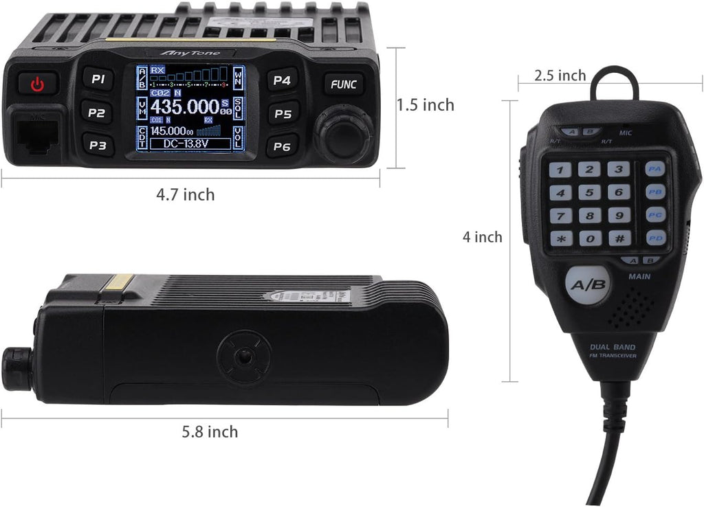 Dual Band Transceiver Mobile Radio VHF/UHF Two Way Radio P6613