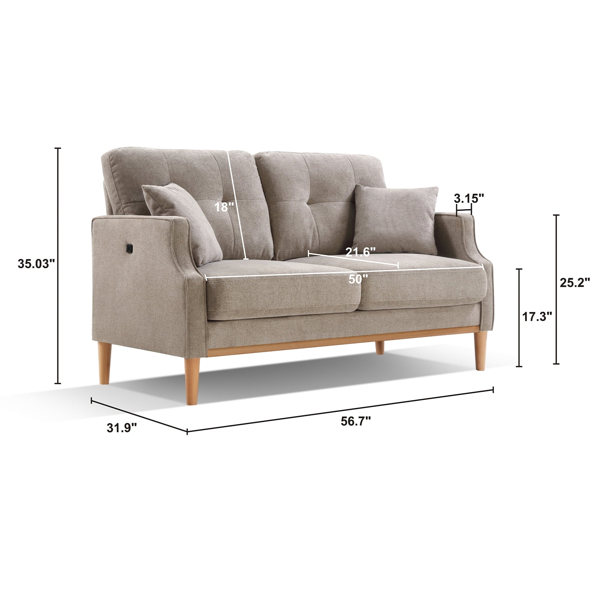 Cream 2 Seater Sofa with Waterproof Fabric I2748