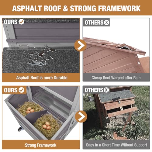 Grey Chicken Coop with Wheels and UV-Resistant Roof L45193