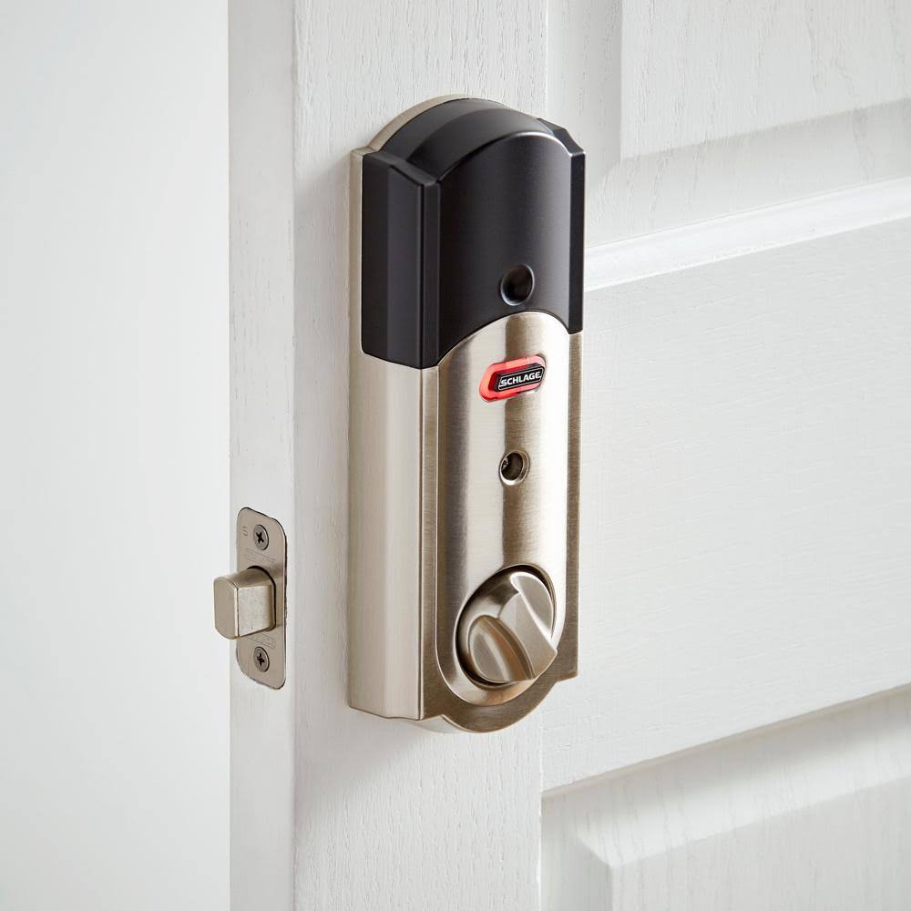 Satin Nickel Touchscreen Deadbolt with Alarm C26363