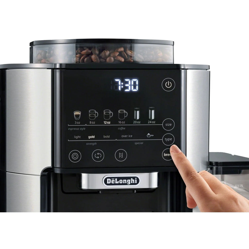 Stainless Steel Automatic Single-Serve Drip Coffee Maker with Built-In Grinder I39879
