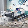 White Gray Twin Size Platform Bed with Two Drawers H973536