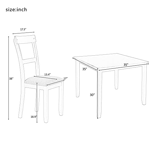 6 Piece Wood Dining Table Set with 4 Upholstered Chairs and Bench, Espresso W3626