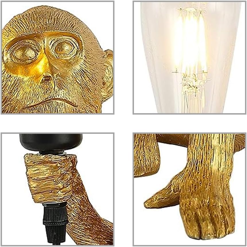 Monkey Lamp Gold Resin Sitting Lamp S7223