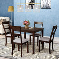 6 Piece Wood Dining Table Set with 4 Upholstered Chairs and Bench, Espresso W3626