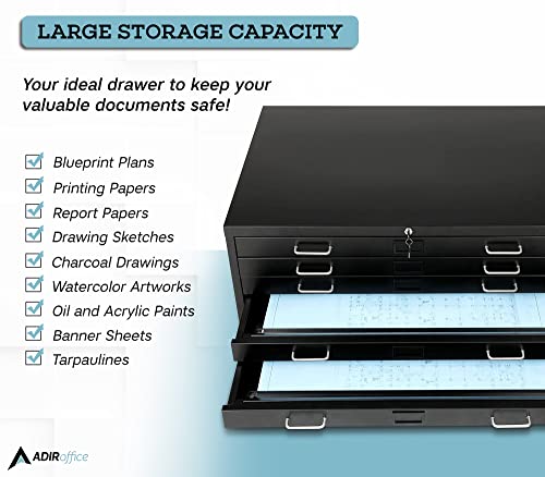 Black 5-Drawer Flat File Cabinet P73141