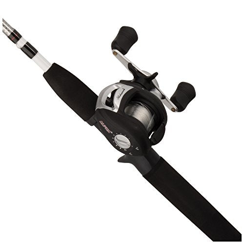 Medium 6' Low Profile Fishing Rod and Bait Cast Reel Combo (2 Piece), Black, White O3702