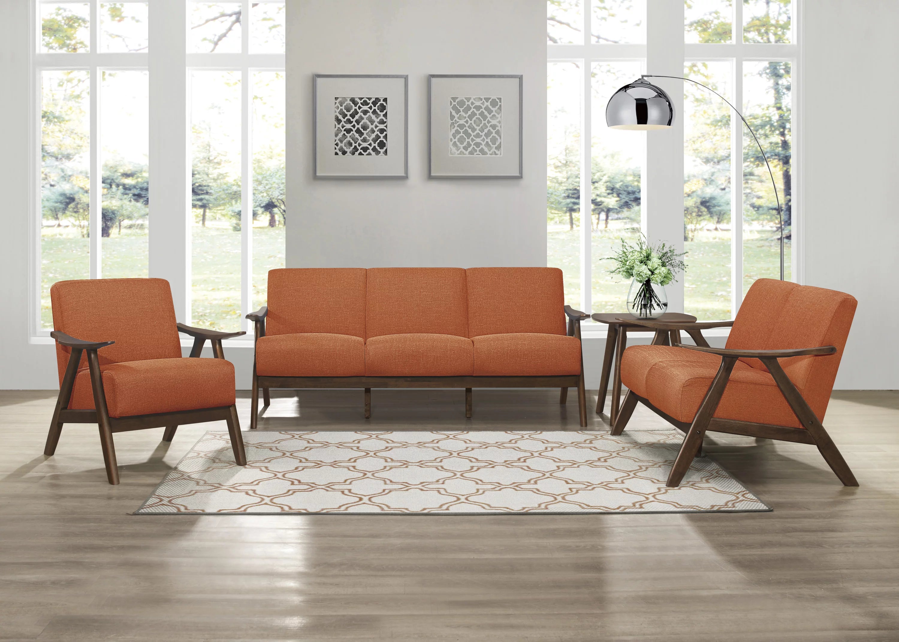 Orange 3 Seat Sofa Couch M799