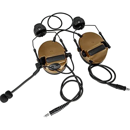 Tactical Headset with ARC Helmet Rail Mount and PTT Adapter Kenwood Plug L419
