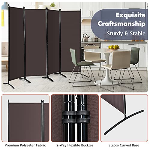 White 4-Panel Folding Room Divider with Iron Frame Y261386