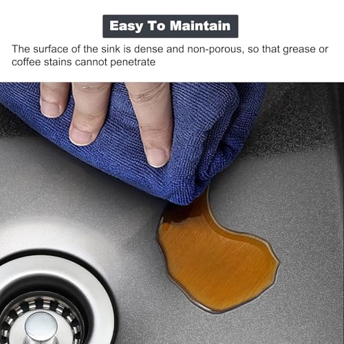 Black 17.32×14.17×7.87 Inch Single Bowl Kitchen Sink with Faucet and Stainless Steel Cover Plate U739