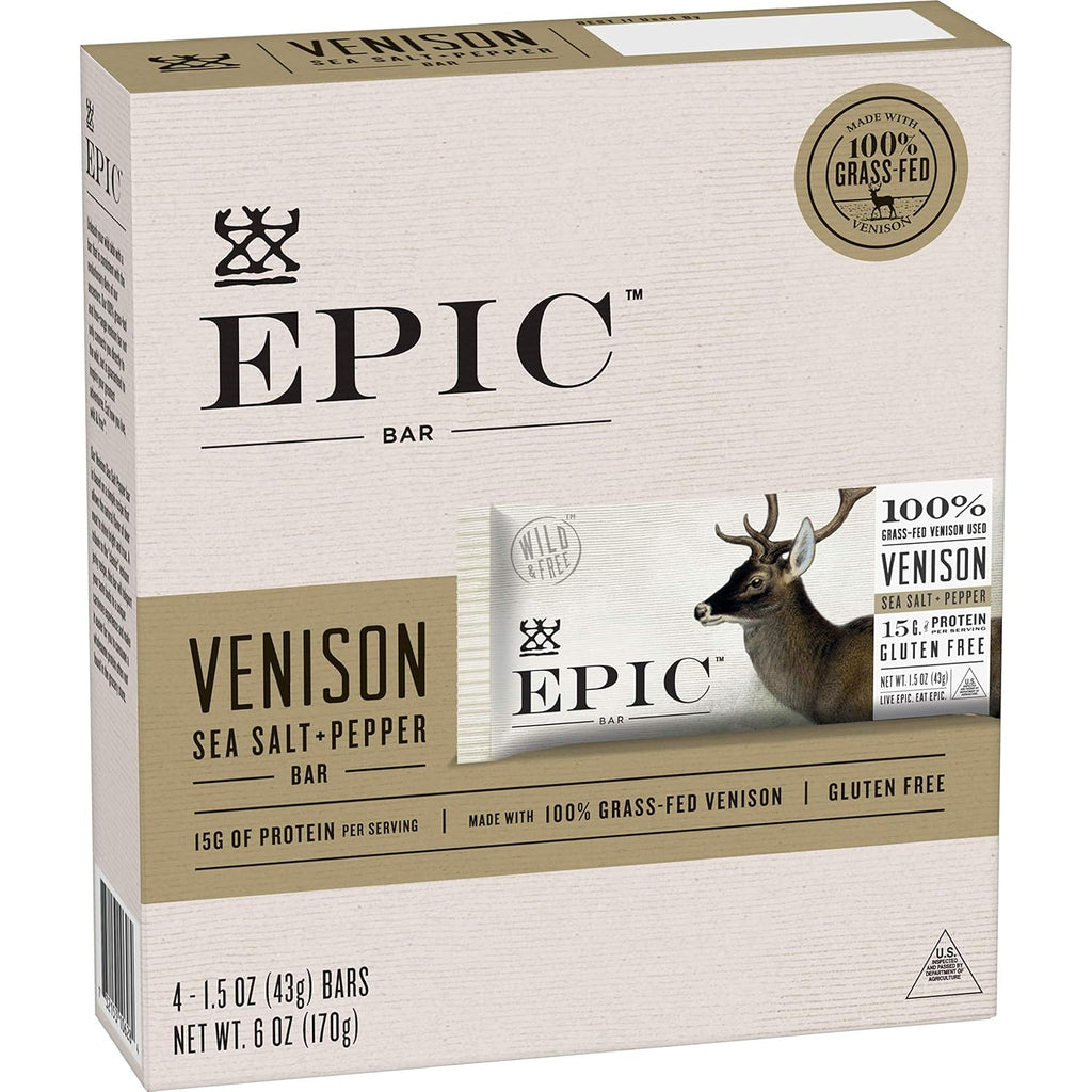 Venison Sea Salt & Pepper Bars, 4ct Box 1.5oz Bars K947827