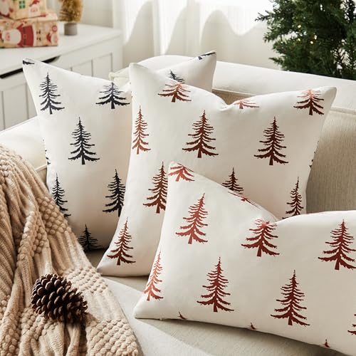 Cotton Christmas Pillow Covers Set of 2, 18x18 Inch Green O9898