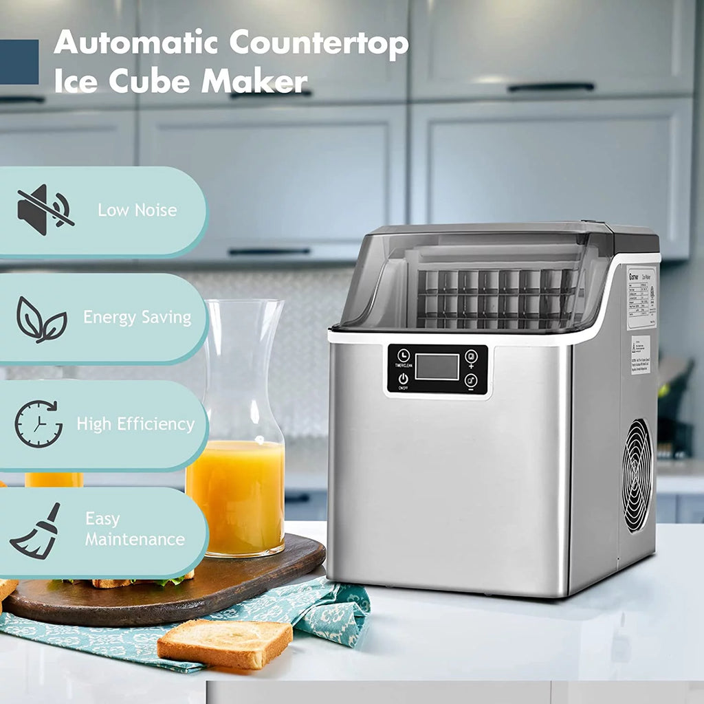 Compact Ice Maker Machine, 45 Lbs/24H, 24 Pcs/13 Mins, Self-Cleaning V3595
