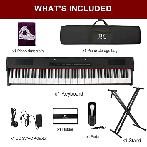 White 88 Key Weighted Hammer Action Digital Piano with Stand and Sustain Pedal V277851