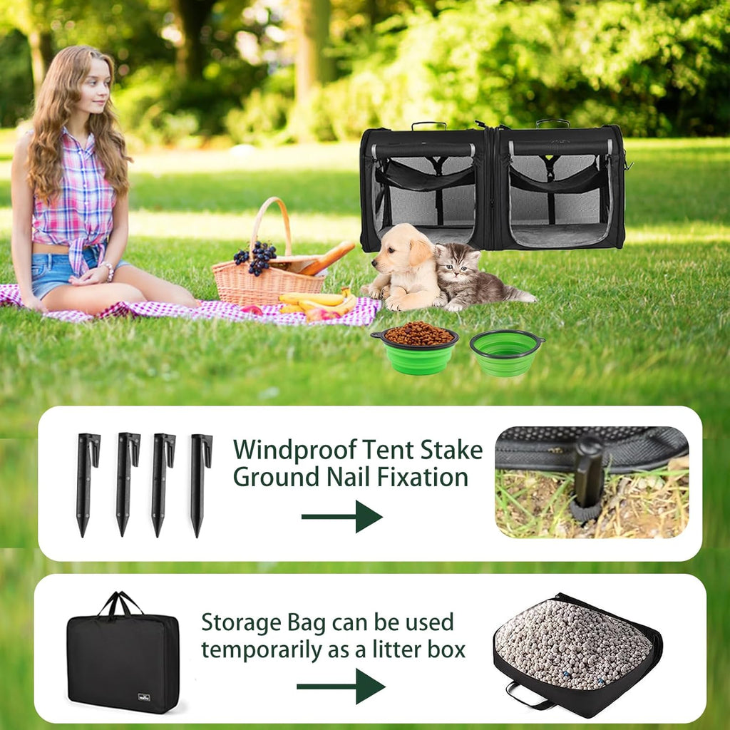 2-in-1 Pet Carrier for Small Dogs Cats Double Cat Carrier with Litter Box P362375