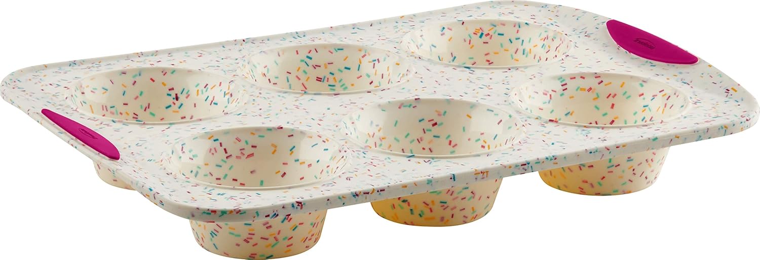 White Confetti 6 Cup Jumbo Muffin Pan Silicone Bakeware P16924
