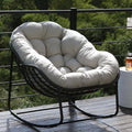Beige Oversized Wicker Rocking Chair with Cushion N895302