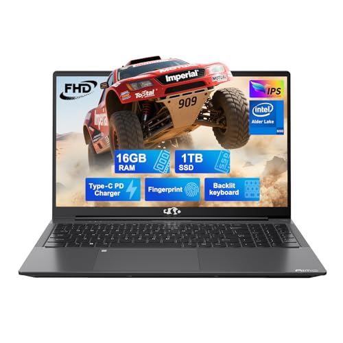 15.6 IPS FHD Laptop, 16GB RAM 1TB SSD Intel Pentium Quad Core N100, Backlit Keyboard Fingerprint B1225