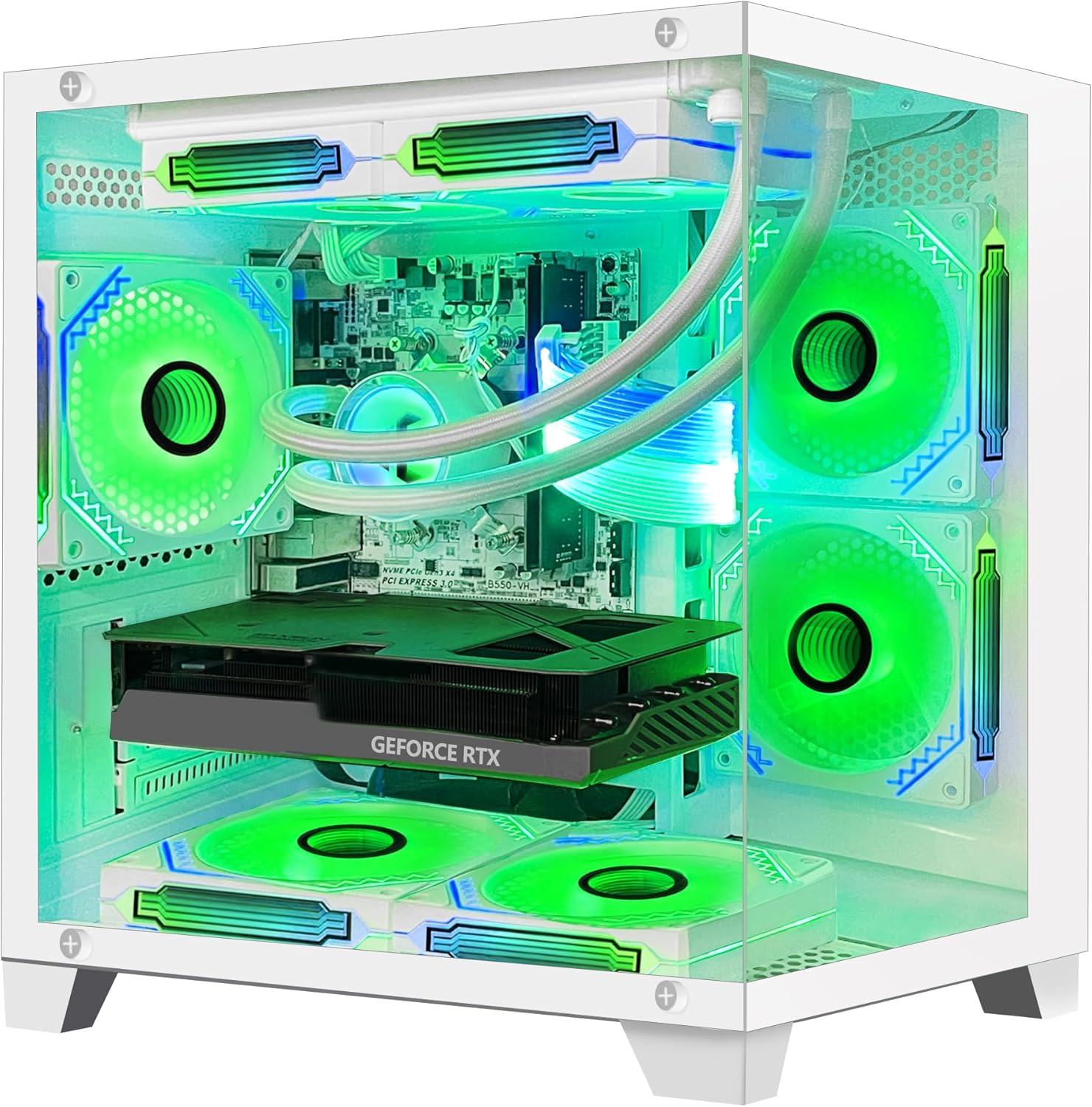 White Gaming PC Desktop - AMD Ryzen 7 5700X3D 8-Core 3.0 GHz, RTX 3060 12GB, 32GB DDR4 RAM 3200, 1TB M.2 PCIE SSD, Windows 11 Pro 64-bit H239732