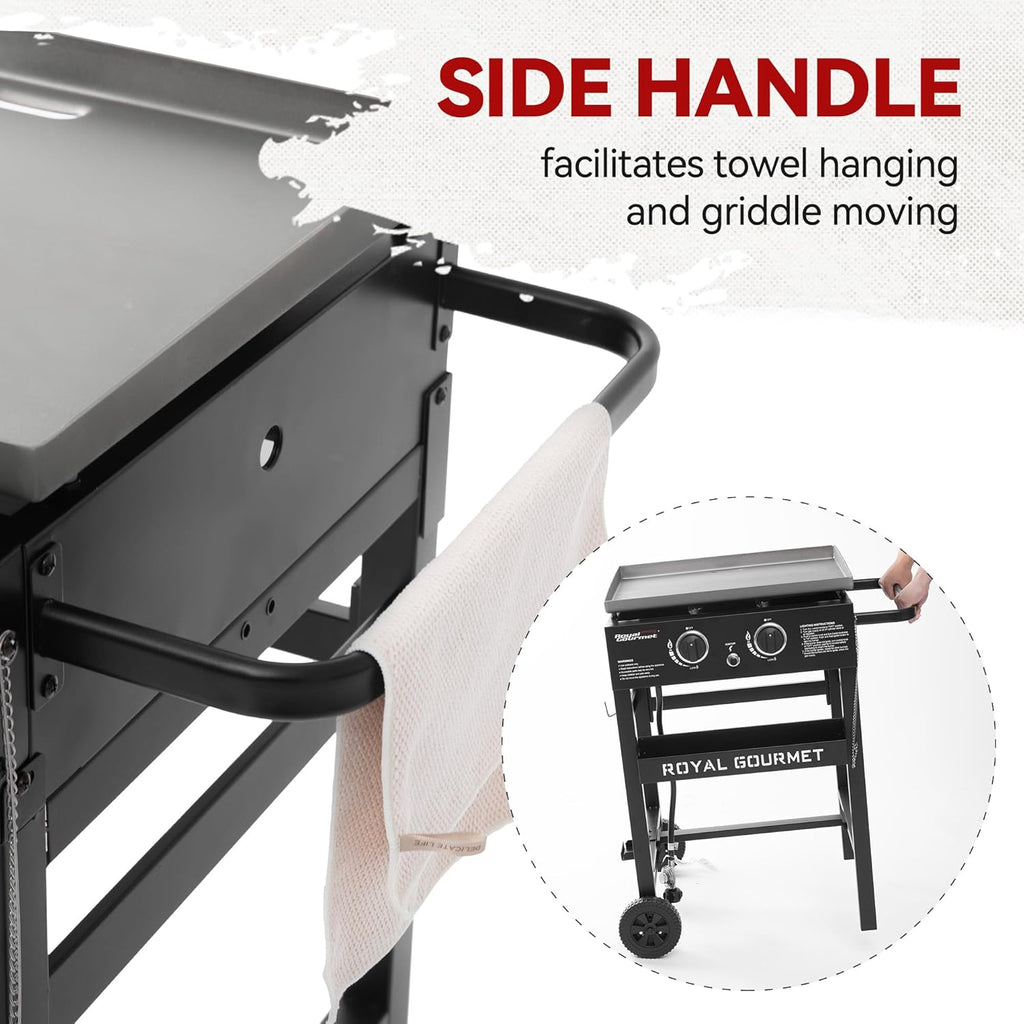 Black 2-Burner Propane Gas Griddle with 450 Sq. In. Cooking Area U3854