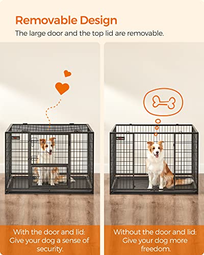 Black Metal Dog Crate with Removable Tray, 36.4 x 22.6 x 25.2 Inches Q636546