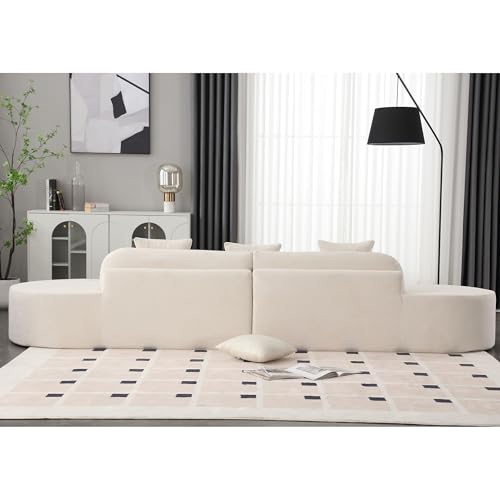 Beige Terry Cloth Modular Sectional Sofa with 3 Pillows G454169